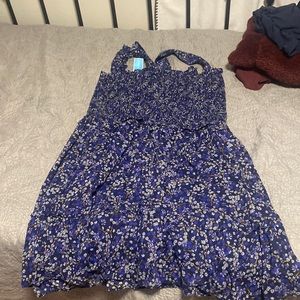 Draper James shania smocked dress in ribbon flower. Navy. Size XXL